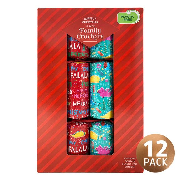 Perfect Christmas Text Family Crackers 12 Pack